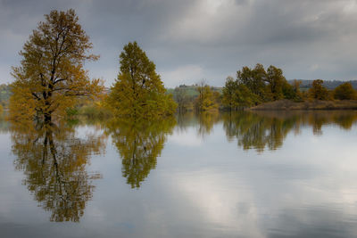 Scenic view of lake against sky