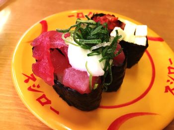 Close-up of meal served in plate