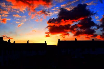 Silhouette buildings against sky during sunset