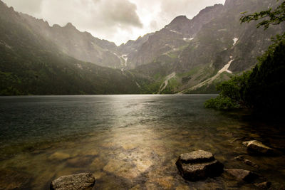 Scenic view of lake and mountains