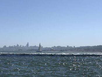 Scenic view of sea against clear sky