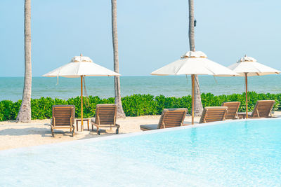 View of beach against clear sky