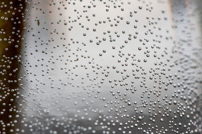 Full frame shot of raindrops on glass