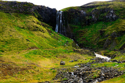 Scenic view of waterfall