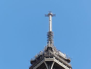 Low angle view of traditional building against clear blue sky