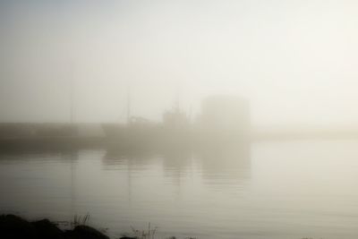 Scenic view of sea during foggy weather