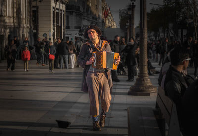 People standing in city