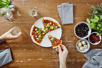 Directly above shot of people on table