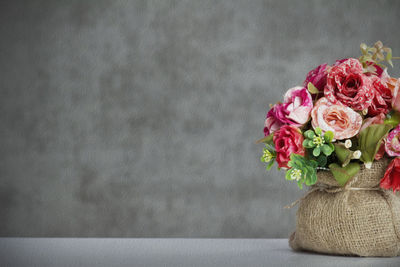 Close-up of rose bouquet on table