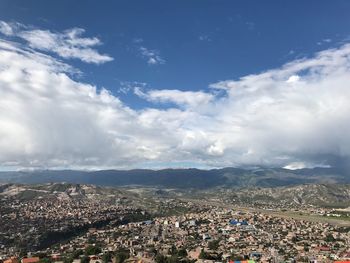 High angle view of townscape against sky