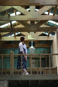 Woman walking in balcony