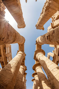 Different hieroglyphs on the walls and columns in the karnak temple.