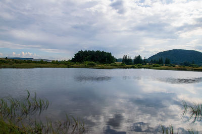 Scenic view of lake against sky