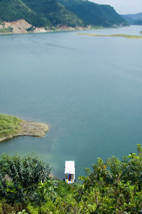 High angle view of boat in sea