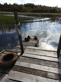 Wooden pier on lake