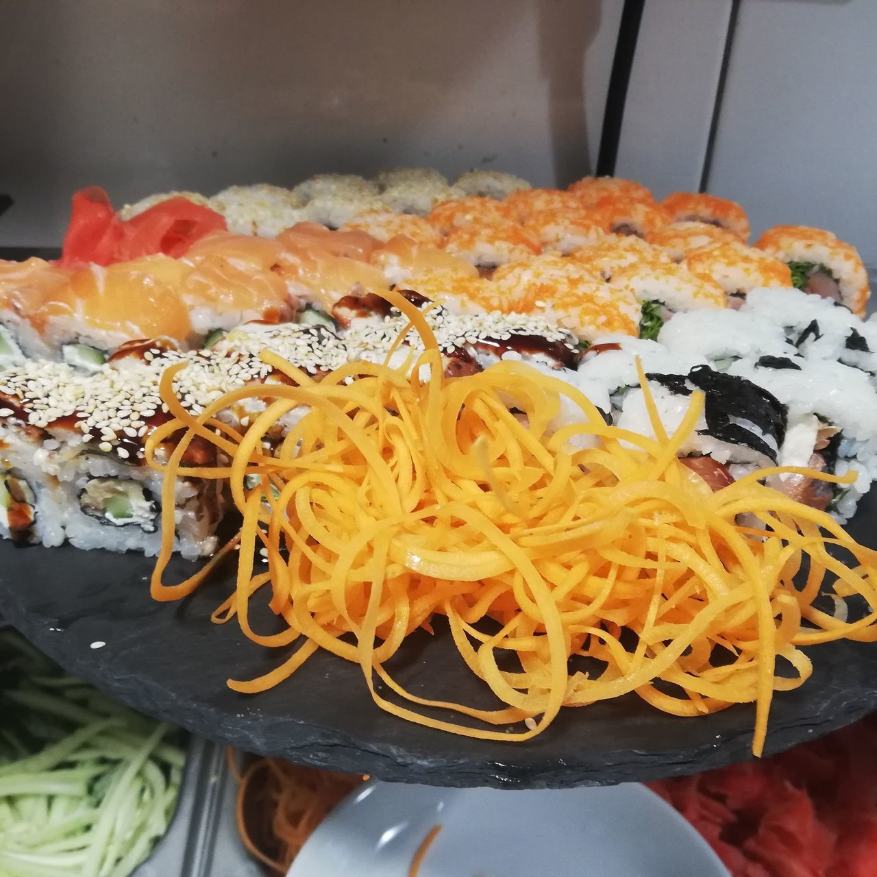 HIGH ANGLE VIEW OF VARIOUS FOOD ON PLATE