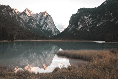 Scenic view of lake and mountains