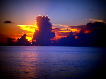 View of calm sea at sunset