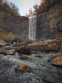 Scenic view of waterfall