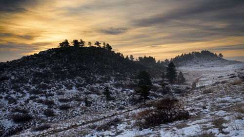 Scenic view of landscape against sky during sunset