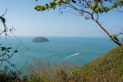 Scenic view of sea against clear sky