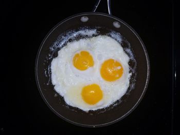 Close-up of egg in frying pan