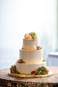 Close-up of dessert in plate on table