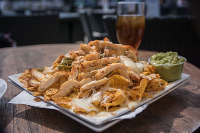 Close-up of food in plate on table