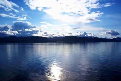 Scenic view of lake against sky