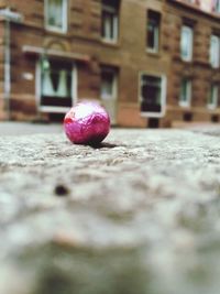 Close-up of ball on soccer field