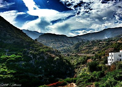 Scenic view of mountains against sky