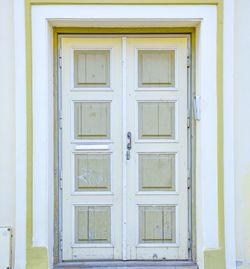 Closed door of building