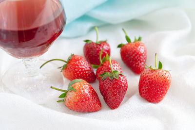 Close-up of strawberries on table