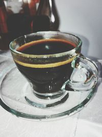 Close-up of tea cup on table