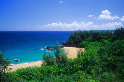 Scenic view of sea against cloudy sky