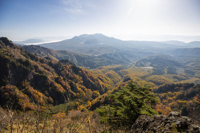 High angle view of mountains against sky