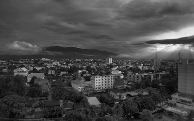 High angle view of townscape against sky