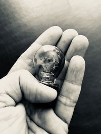 Close-up of hand holding light bulb