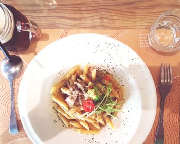 High angle view of meal served in plate