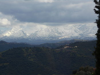 Scenic view of mountains against sky