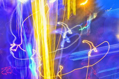 Close-up of light trails at night