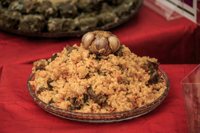 Close-up of food on table