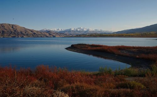 Scenic view of lake against sky