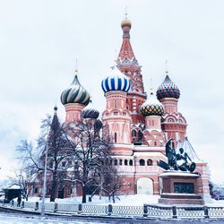 Orthodox church against sky during winter