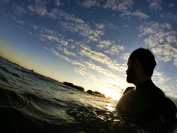 Scenic view of sunset over sea