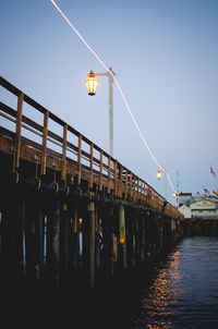 Low angle view of bridge over river against clear sky