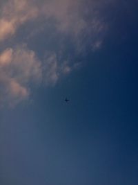 Low angle view of airplane flying in sky