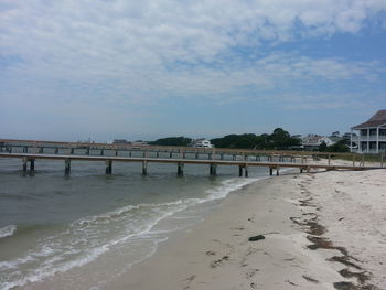 View of beach against cloudy sky