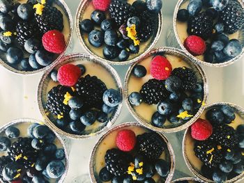 High angle view of fruits on table