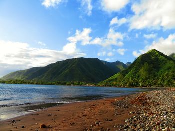 Scenic view of beach against sky